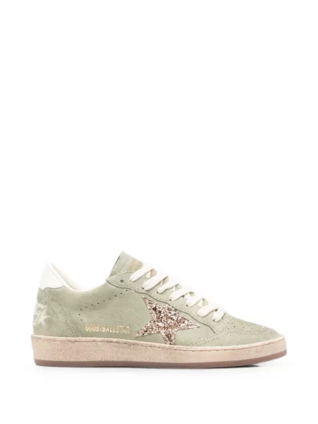 Sneakerși Golden Goose Ball Star din piele de căprioară verde