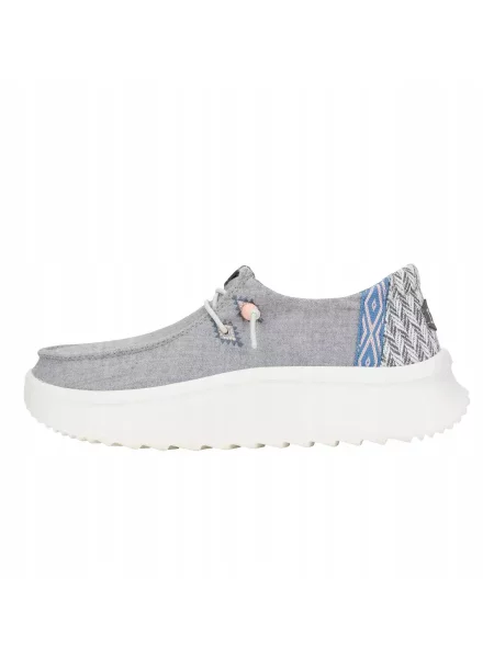 HEYDUDE Mokasyny Wendy Peak Chambray Woven szare