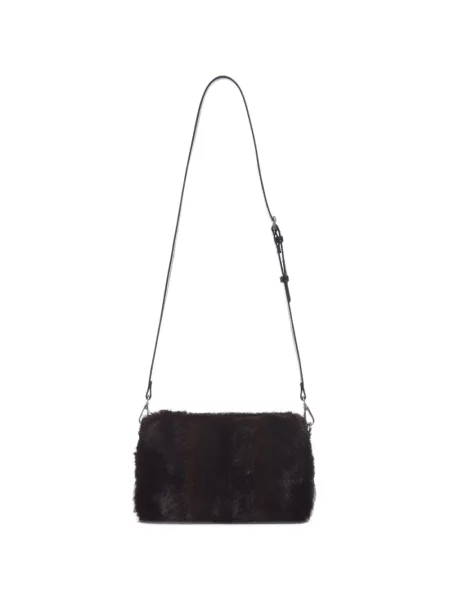 Geanta crossbody Apparis cu blană negru