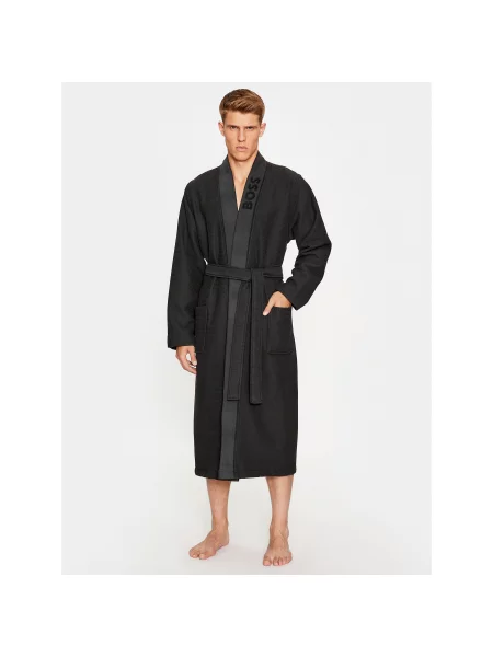 Boss Chalatas Waffle Kimono juoda
