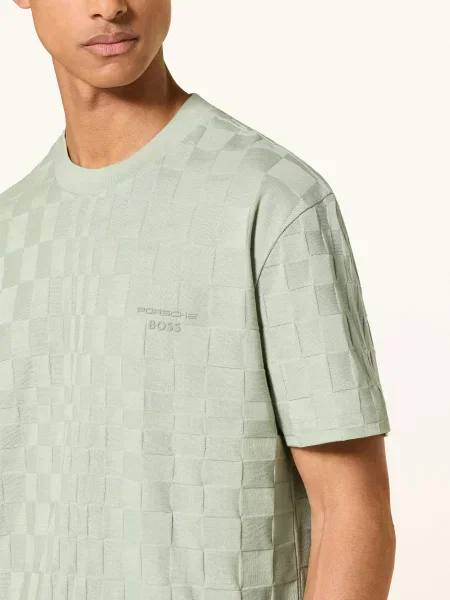 T-shirt o kroju regular fit z czystej bawełny model PS BOSS Green X PORSCHE zielona