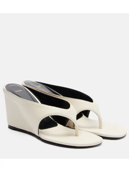 Sandale Jude din piele cu pană alb