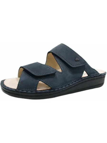Klapki Finn Comfort skórzane niebieskie