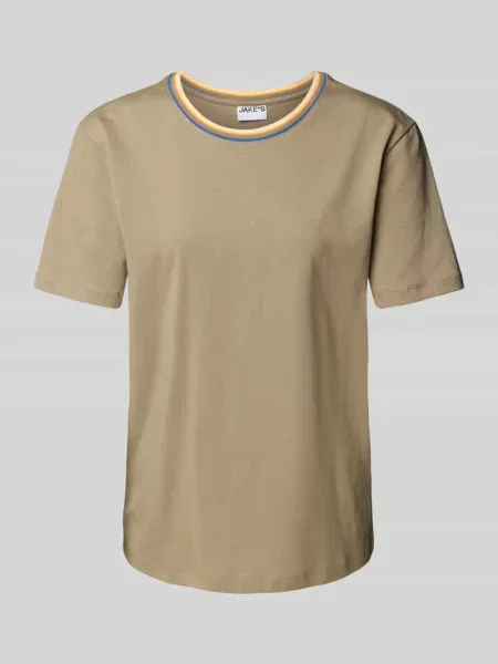 T-shirt z prążkowanym okrągłym dekoltem Jake*s Casual