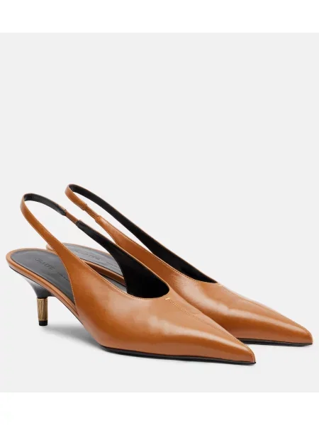 Pantofi cu toc Khaite din piele slingback maro