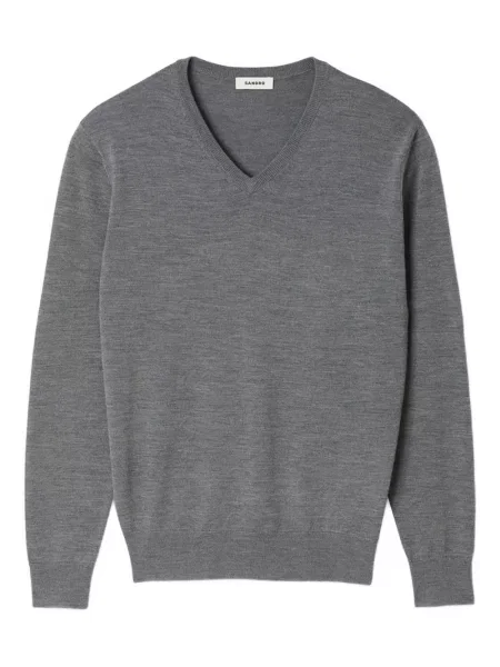 Pulover Sandro de lână cu decolteu în V gri