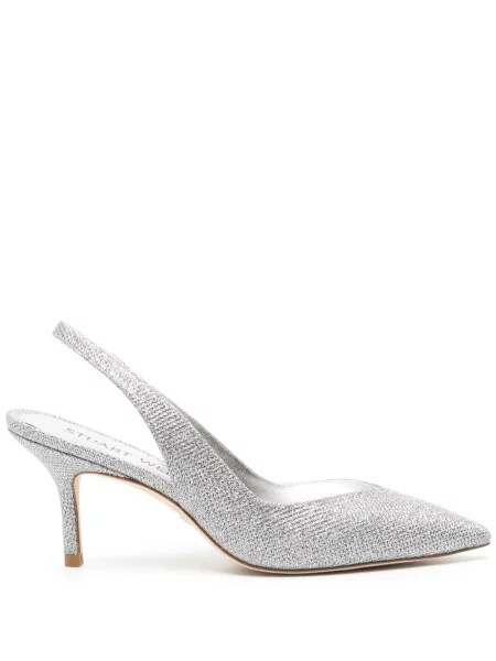 Pantofi cu toc Stuart Weitzman slingback argintiu