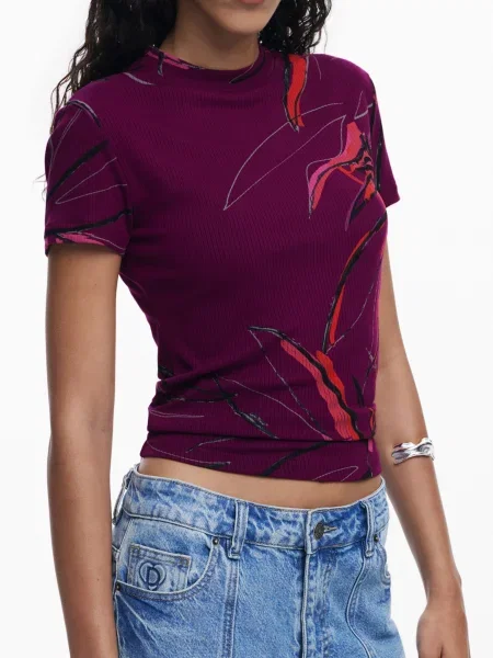 Тениска Desigual LALA дамска бордо