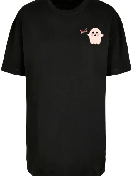 Merchcode Oversized tričko Halloween Boo Ghost růžová / pastelově růžová černá