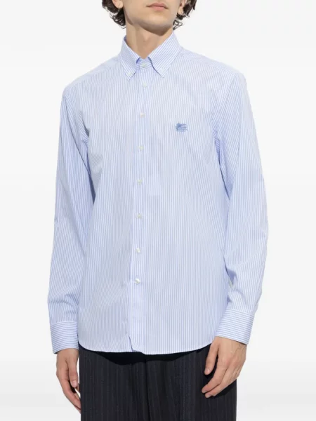 Cămașă Etro cu broderie cu dungi alb