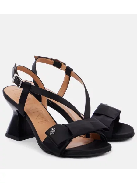 Pantofi cu toc Ganni cu funde slingback negru