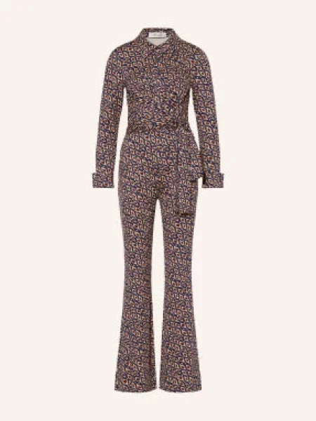 Diane Von Furstenberg Overal Michele Z Džersího Úpletu / tmavě červená / tmavě modrá béžová
