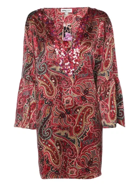 Satynowa tunika Anna Scholz z cekinami czerwona