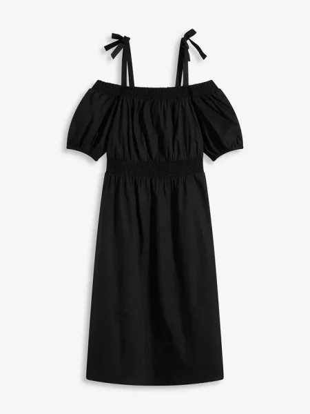 Sukienka off-shoulder z czystej bawełny organicznej czarna