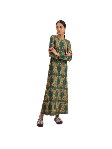 Sukienka La Doublej z długim rękawem zielona