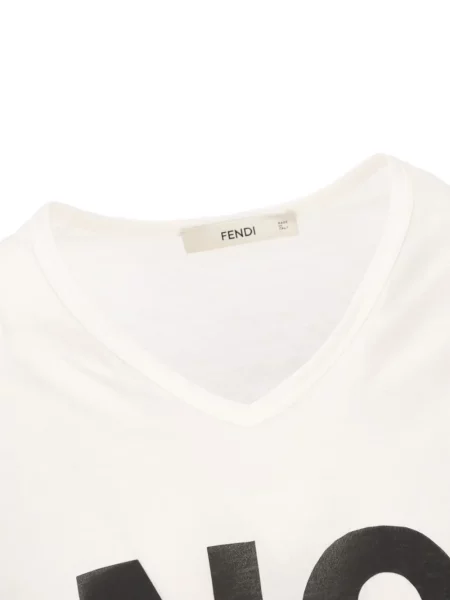 Tricou Fendi cu imagine din jerseu alb