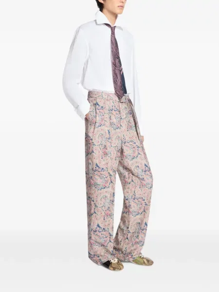 Cu centură pantaloni Dries Van Noten din jacard