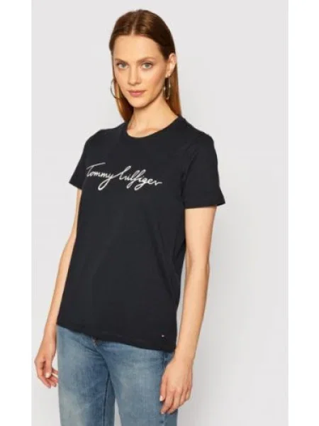 Tommy Hilfiger Póló Heritage Graphic Tee Sötétkék fehér