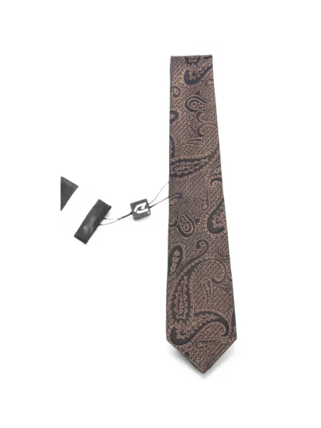 Cravată Kiton cu imagine cu model paisley maro