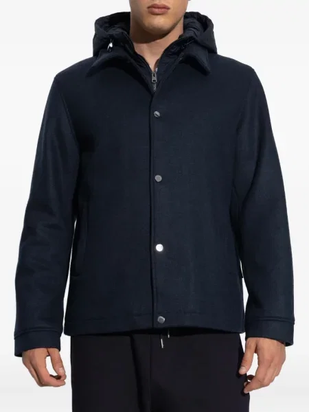 Geacă Woolrich cu glugă albastru