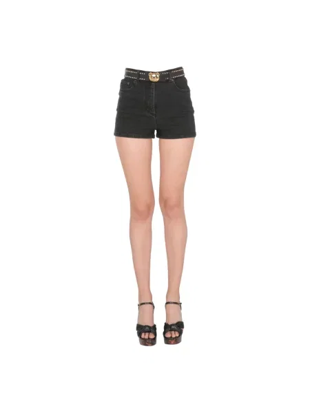 Szorty jeansowe Moschino ze stretchu czarne