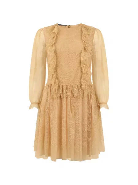Rochie mini Alberta Ferretti cu volane din dantelă