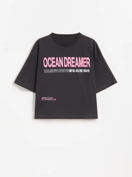 Reserved Tricou cu adaos de gri-închis gri