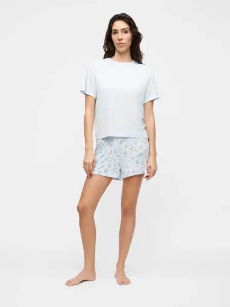 Hunkemöller Kraťasy Daisy pastelovo modrá / svetlomodrá / zelená biela