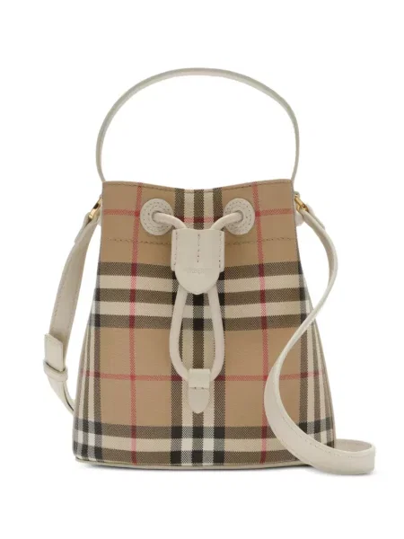 Карирана мини чанта тип bucket Burberry