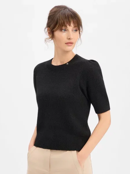 Sweter z dzianiny z prążkowanymi wykończeniami model ‘Kylie’ Joop! czarny