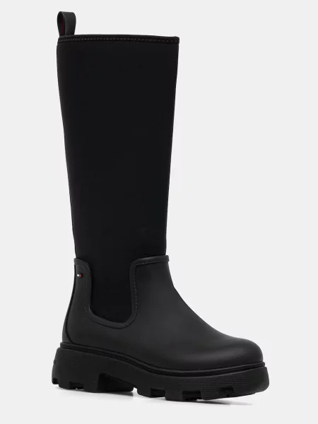 Gumene čizme Tommy Hilfiger FLAG LONG RAINBOOT WARM LINING crna