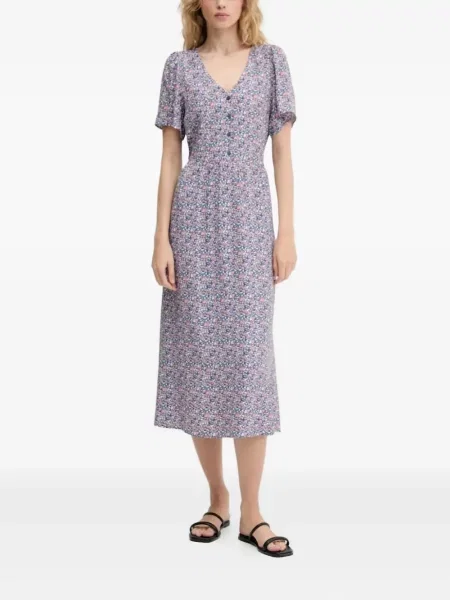 Rochie midi Marc O'polo cu model floral cu imagine până la genunchi albastru