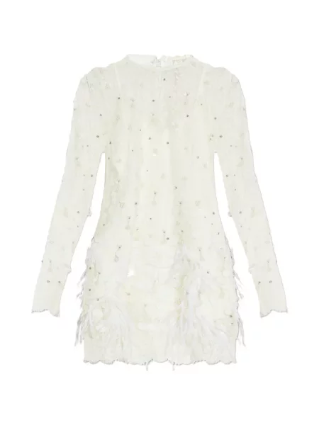 Mała sukienka mini Loveshackfancy koronkowa garniturowa biała