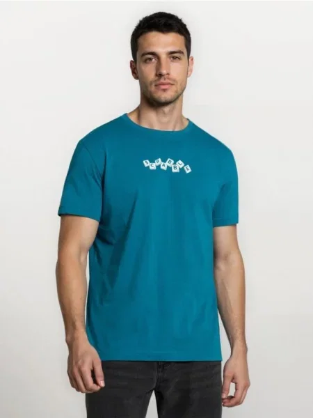 Sinsay koszulka z krótkim rękawem Scrabble niebieski