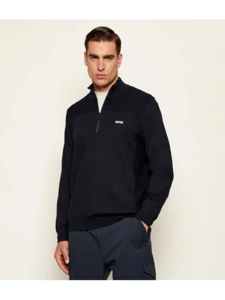 BOSS GREEN Pulover KN_Momentum-X QZ cu adaos de lână verde