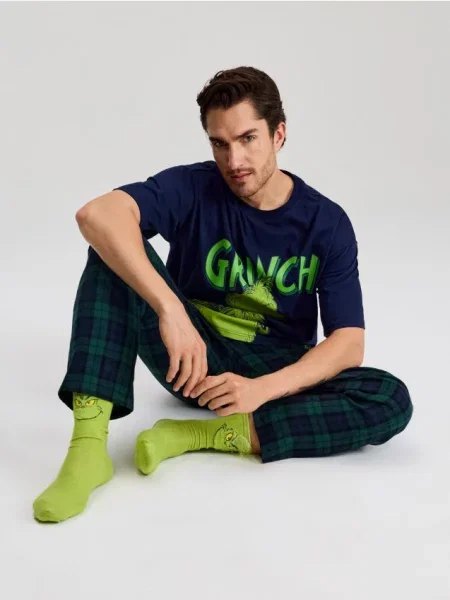 Sinsay Vysoké ponožky s vánočním motivem 2 kusy Grinch vícebarevná