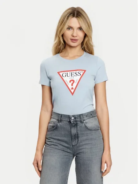 Guess Marškinėliai Slim Fit mėlyna