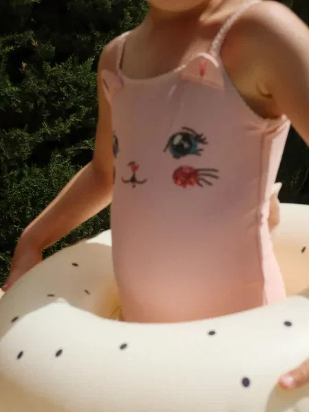 Konges Sløjd Jednodílné dětské plavky KITTY SWIMSUIT GRS růžové