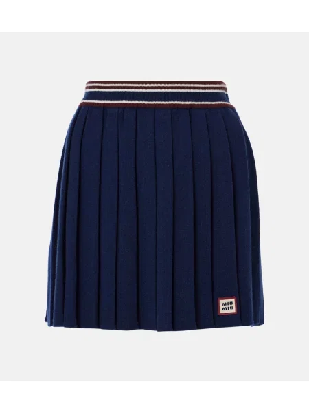 Вълнена пола Miu Miu синьо
