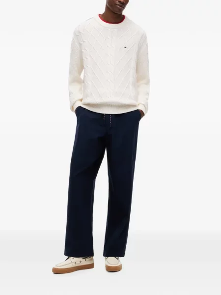 Pulover Tommy Hilfiger cu autograf alb