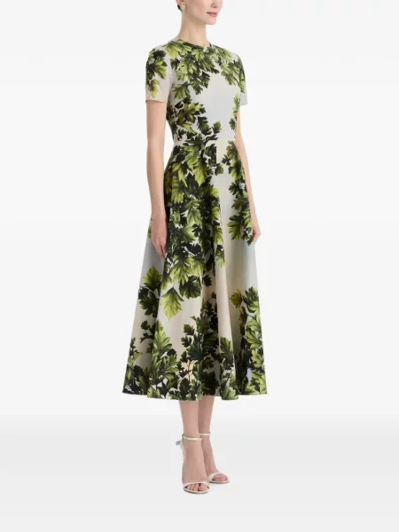 Rochie midi Oscar De La Renta cu imagine verde