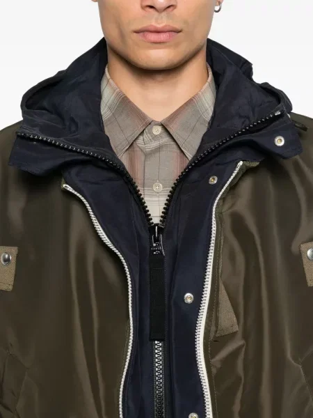 Geacă bomber Sacai cu glugă verde