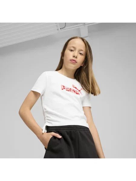 PUMA Młodzieżowa koszulka Essentials Animal Logo Infill z węzłem Odzież biały