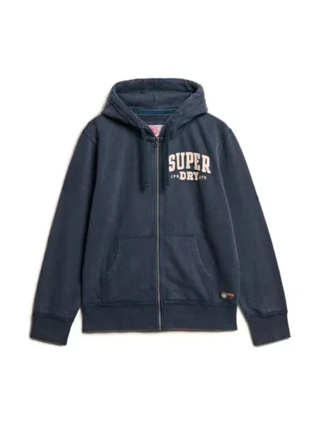Bluza z kapturem Superdry z kapturem z nadrukiem niebieska