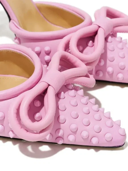 Pantofi cu toc Mach & Mach cu funde din piele roz