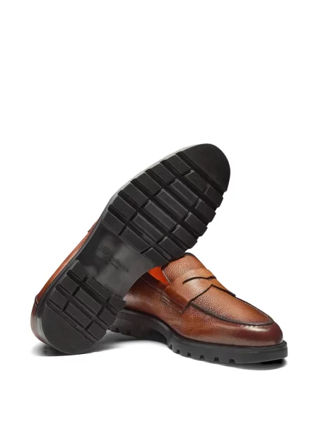 Pantofi loafer Santoni din piele maro