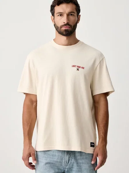 Hurley T-shirt Built Fire Peace beżowa