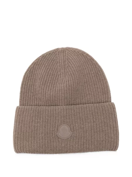 Căciulă Moncler tricotate cu autograf maro