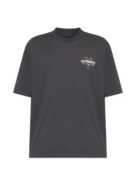 Tricou Allsaints cu model floral cu autograf negru