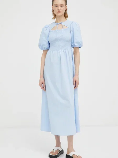 Résumé rochie midi evazati albastru